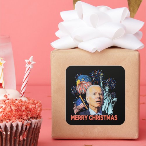 Christmas Biden Funny Joe Biden Confused Xmas Square Sticker