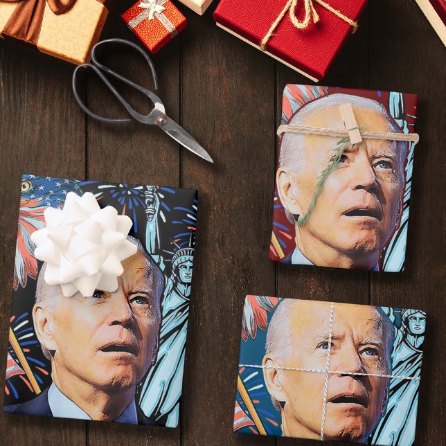 Christmas Biden Funny Joe Biden Confused Xmas Wrapping Paper Sheets (Creator Uploaded)