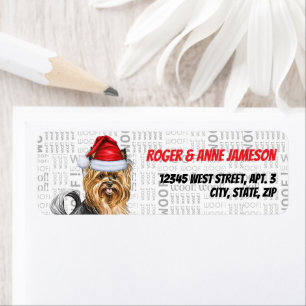 Christmas Biewer Terrier Dog Holiday Address Label