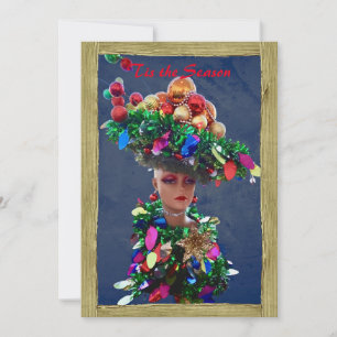 Christmas Big Derby Party Hat with Colorful Balls Holiday Card