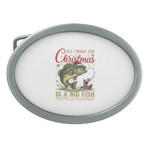Christmas Big Fish Bass Santa Boat Fishing Belt Buckle