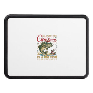 Christmas Big Fish Bass Santa Boat Fishing Hitch Cover