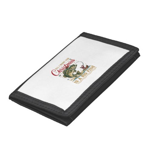 Christmas Big Fish Bass Santa Boat Fishing Trifold Wallet