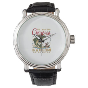 Christmas Big Fish Bass Santa Boat Fishing Watch