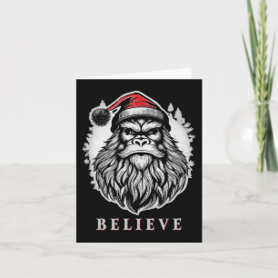 Christmas Bigfoot - Believe in Bigfoot Wearing San Card