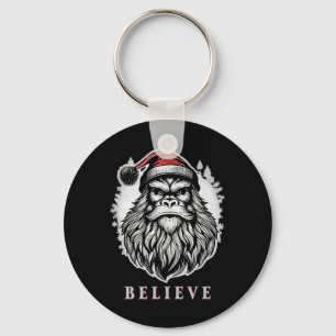 Christmas Bigfoot - Believe In Bigfoot Wearing San Keychain