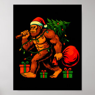 Christmas Bigfoot Costume Men Boy Sasquatch Xmas T Poster