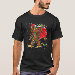 Christmas Bigfoot Santa Hat Lights Xmas Boys Men S T-Shirt