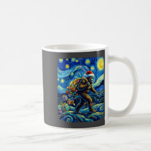 Christmas Bigfoot Santa Hat Van Gogh Starry Night Coffee Mug