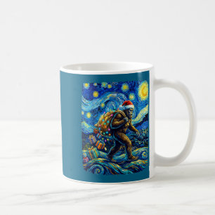 Christmas Bigfoot Santa Hat Van Gogh Starry Night Coffee Mug