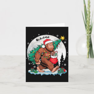 Christmas Bigfoot Santa Tree Sleigh Moon Funny Xma Card