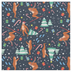 christmas bigfoot sasquatch santa yeti  fabric
