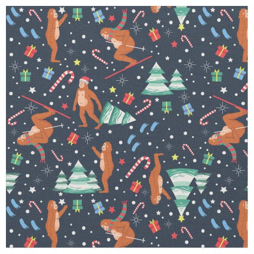 christmas bigfoot sasquatch santa yeti  fabric