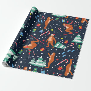 christmas bigfoot sasquatch santa yeti wrapping paper