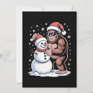 Christmas Bigfoot Sasquatch Snowman Santa Hat Xmas Invitation
