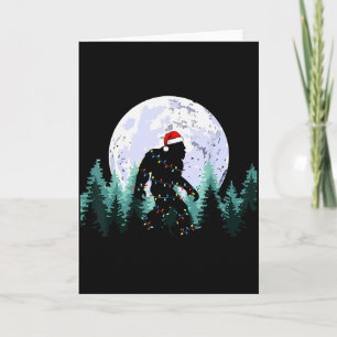 Christmas Bigfoot Sasquatch Tree Lights Funny Xmas Card