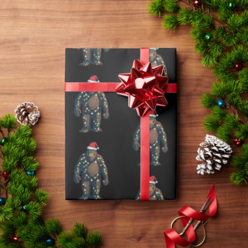 Christmas bigfoot yeti design wrapping paper