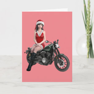 CHRISTMAS BIKER MOTORCYCLE GIRL CARDS