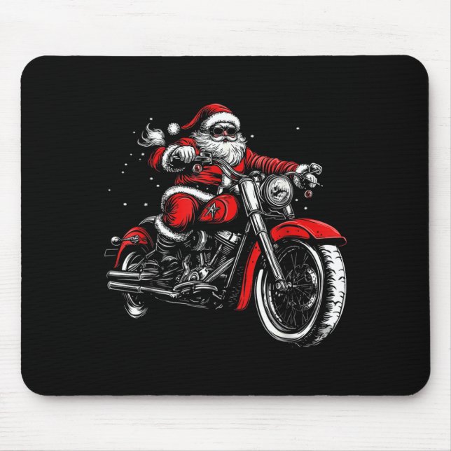 Christmas Biker Santa Claus Funny Motorcycle Motor Mouse Pad (Front)