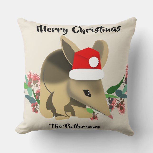 Christmas Bilby Throw Pillow (Front)