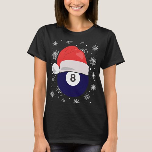 Christmas Billiard Cueball 8 With Santa Hat T_Shirt