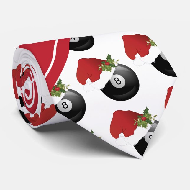 Christmas Billiard Design Neck Tie (Rolled)