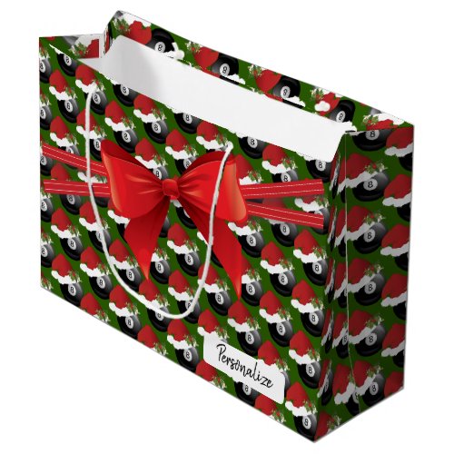 Christmas  Billiard Eight Ball Pattern _ Large Large Gift Bag