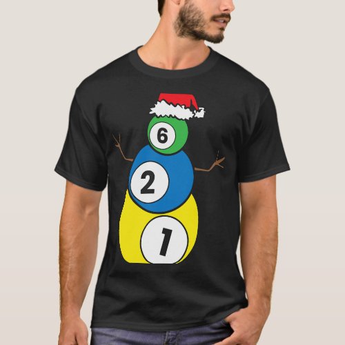 Christmas Billiards Snowman Kids Christmas Present T_Shirt