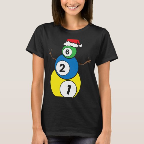 Christmas Billiards Snowman Kids Christmas Present T_Shirt