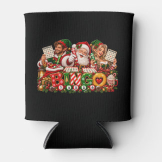 Christmas Bingo Crew Santa & Elves Holiday Can Cooler