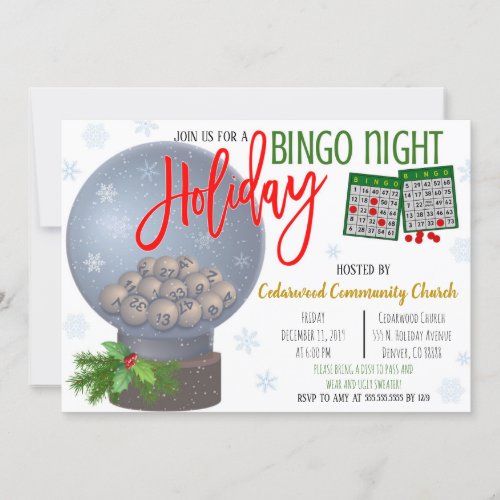 Christmas Bingo Night Party Invitation