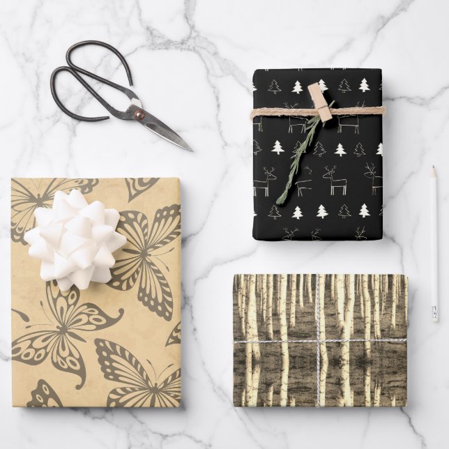 Christmas Birch Forest Fashion Ayasha Logo Wrapping Paper Sheets (Front)