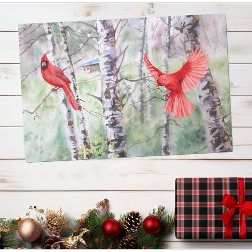 Christmas Birch Tree Cardinal Bird Holiday  Tissue Paper