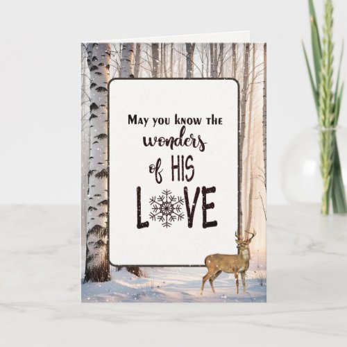 Christmas Birch Trees and Deer Holiday Card