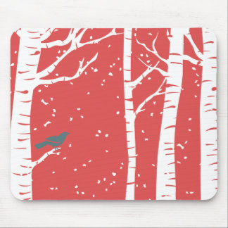 Christmas Birch Trees Mouse Pad