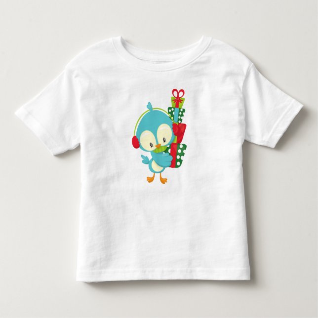 Christmas Bird, Cute Bird, Gifts, Presents, Xmas Toddler T-shirt (Front)