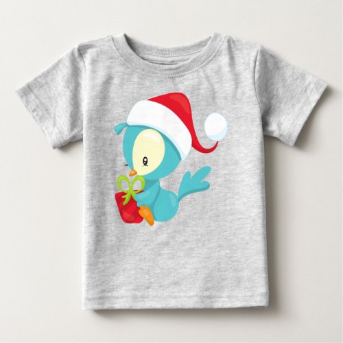 Christmas Bird Cute Bird Santa Hat Gift Xmas Baby T_Shirt