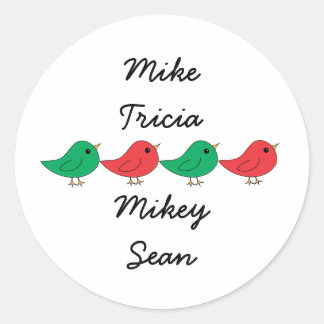 Christmas Bird Family Classic Round Sticker