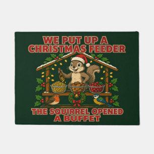 Christmas Bird Feeder Squirrel Buffet Doormat