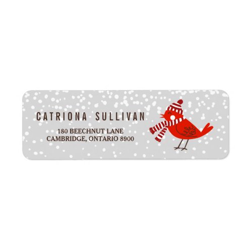 Christmas Bird Floral Holiday Return Address Label