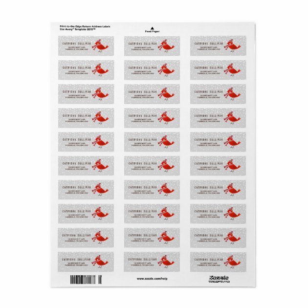Christmas Bird Floral Holiday Return Address Label