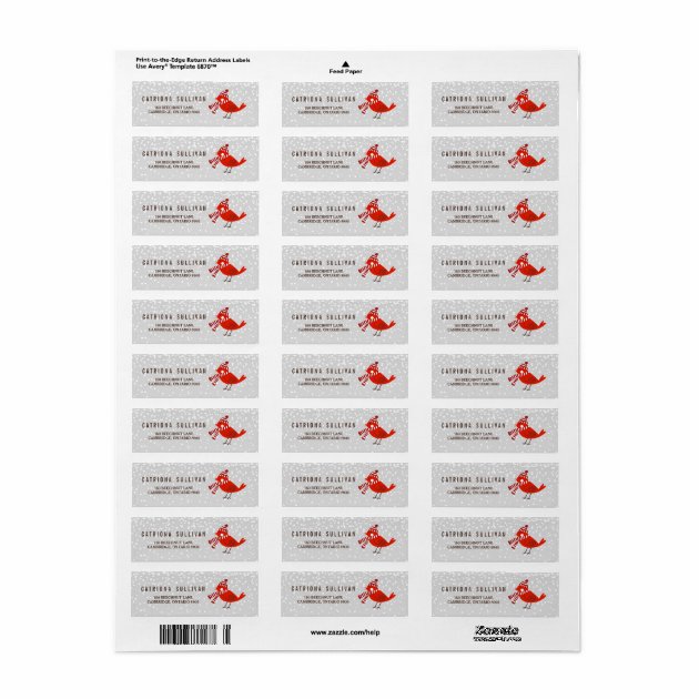 Christmas Bird Floral Holiday Return Address Label