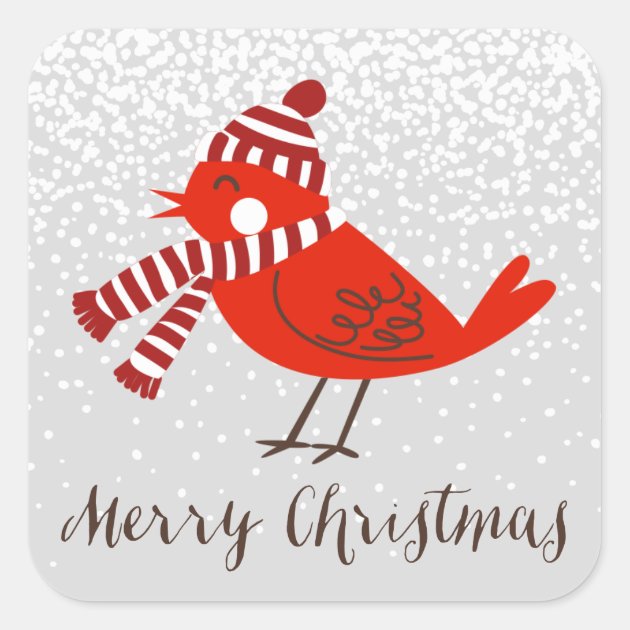 Christmas Bird Floral Holiday Sticker