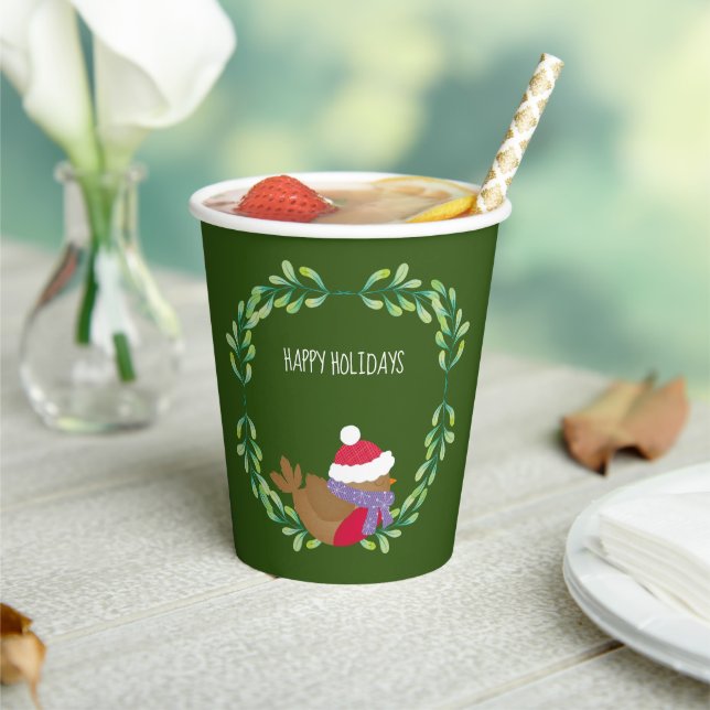 Christmas Bird On A Branch Paper cup (Insitu)
