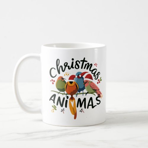 Christmas Bird Party On A Twig  Coffee Mug