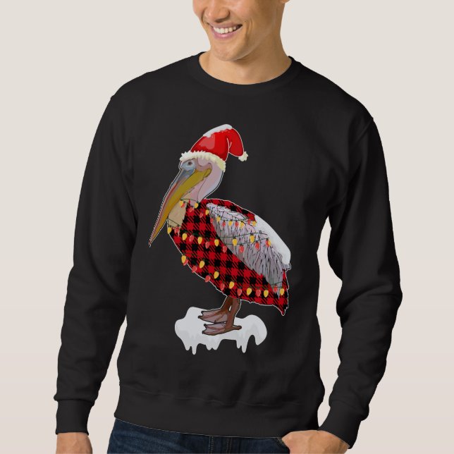 Christmas Bird Pelican Santa Hat Costume Bird Love Sweatshirt (Front)