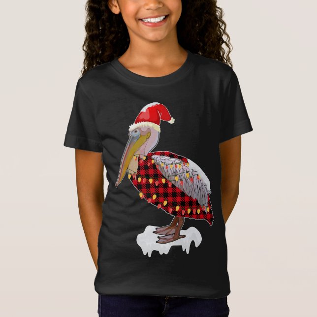 Christmas Bird Pelican Santa Hat Costume Bird Love T-Shirt (Front)