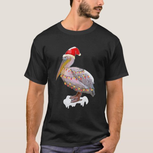 Christmas Bird Pelican Santa Hat Costume Bird Love T_Shirt