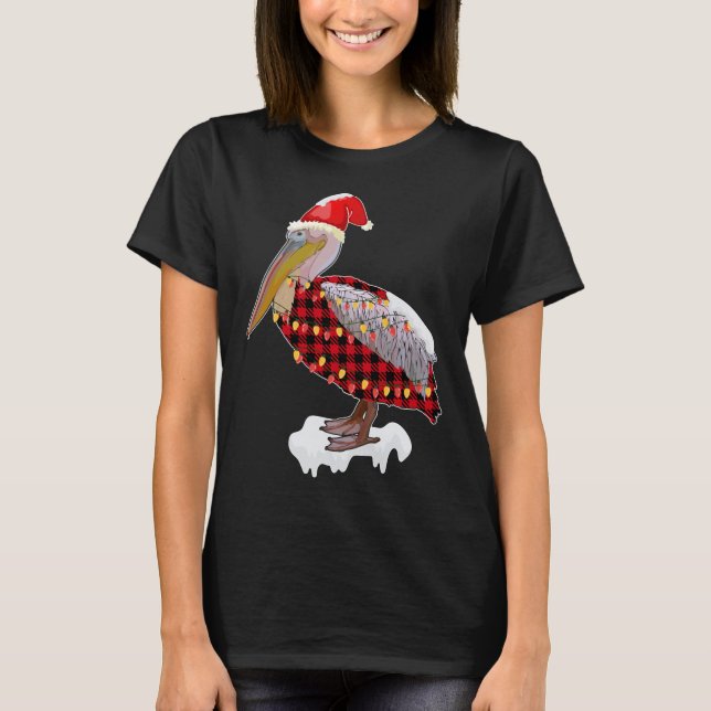Christmas Bird Pelican Santa Hat Costume Bird Love T-Shirt (Front)