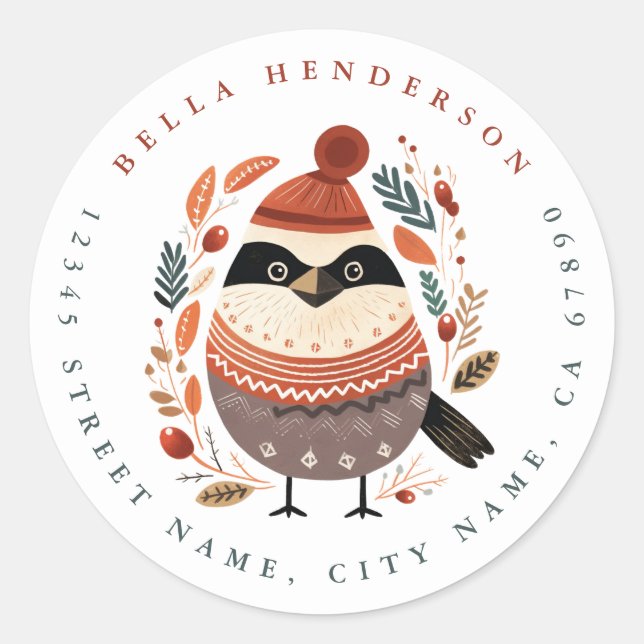 Christmas Bird Round Stickers (Front)